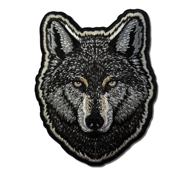 Wolf head embroidered patch
