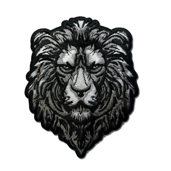 Lion head embroidered patch