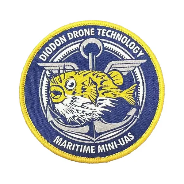 Circular woven emblem with tiger detail