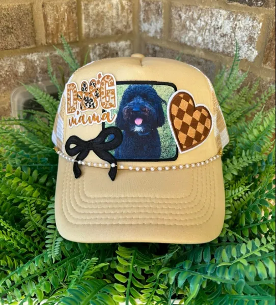 Neutral cap with decorative patches